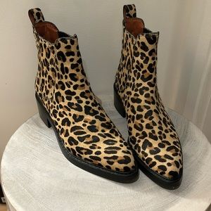 Size 5.5 Coach Pony hair leopard print booties